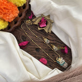 Stylish Aqua Green AD Stone Peacock Pendant Chain-G14508